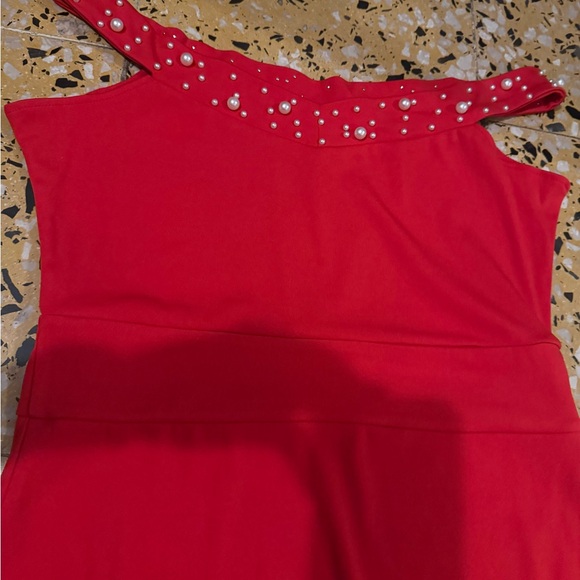 chic Red High-Low Dress - Picture 2 of 4